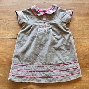 Baby Boden Corduroy gray and pink dress 12-18 months